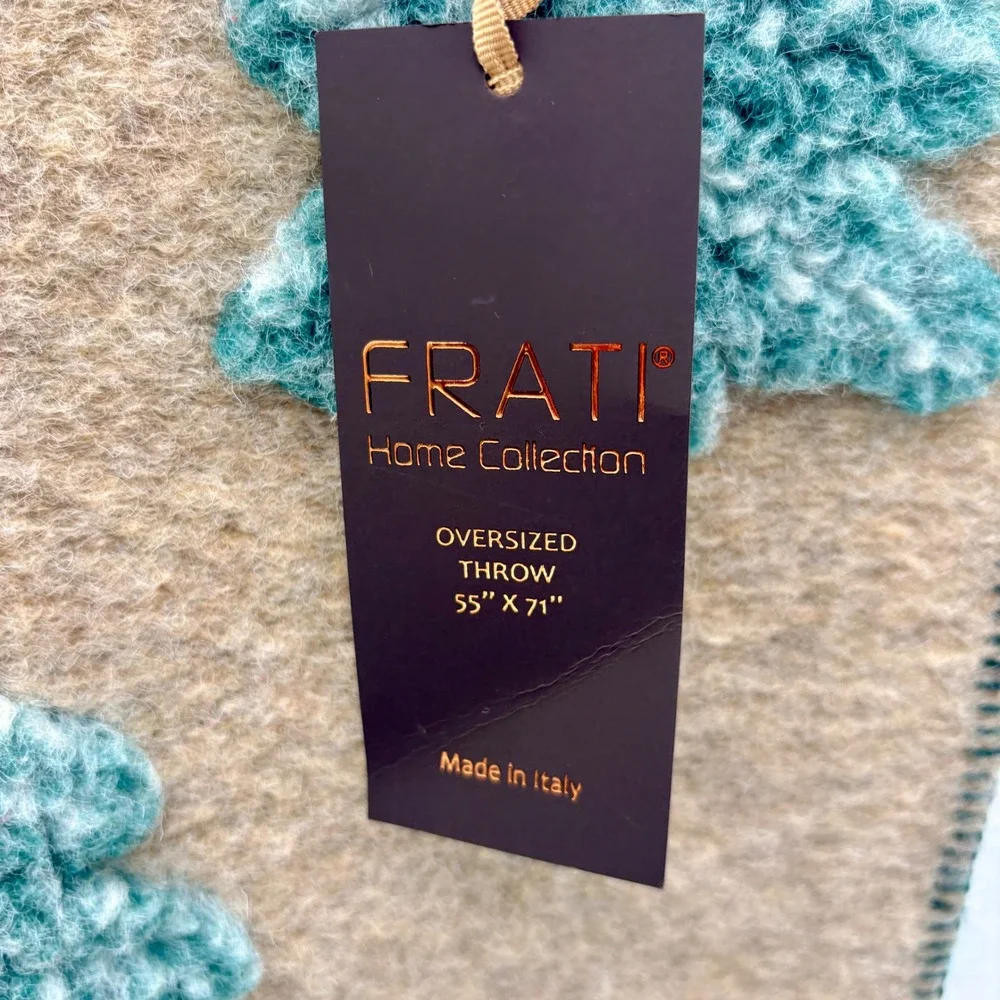 Frati Home Collection Oversized Wool Throw Blanket Neutral Tree Enchanted Forest